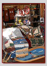 For the Quilts, we have a large selection of Quilts. from throws to King size, all our quilts are 100% cotton. they are machine washable in cold water , line dry